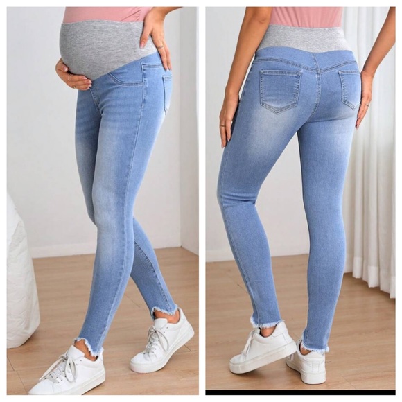 MATERNITY distressed denim skinny jeans light wash - Picture 2 of 2